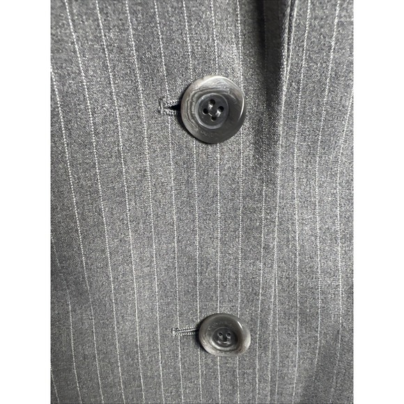 Calvin Klein Pinstripe Two Button Lined Stretch Blazer Size 12 Gray & White - Picture 3 of 11